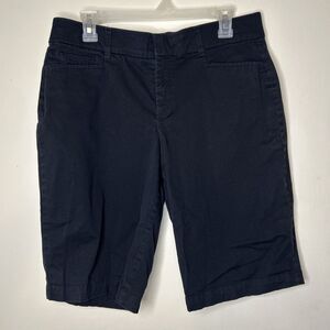 Jm Collection Shorts Black Bermuda Flat Front Size 12 FLAW piling